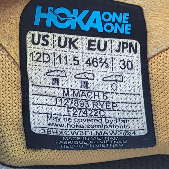 Hoka One One Mach 5 Mens 12 D Radiant Yellow Evening Primrose Athletic Shoes main image 6